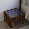 Stolik nocny z LED Infinity, przydymiony dąb, 40x40x30 cm