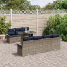 Zestaw Sof na Ogród z poduszką 8 pcs Szary polirattan