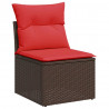 Zestaw Sof na Ogród 9 pcs Brązowy i czerwony polirattan