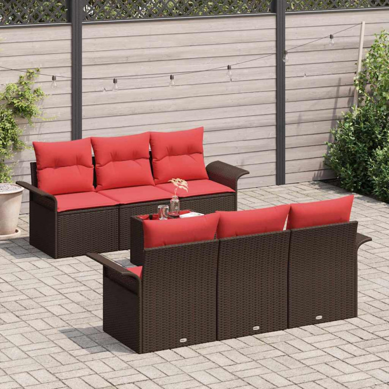 Zestaw Sof na Ogród z poduszką z poduszką 7 pcs Beżowy Czerwony