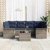 Zestaw Sof na Ogród 7 pcs Szary i granatowy polirattan