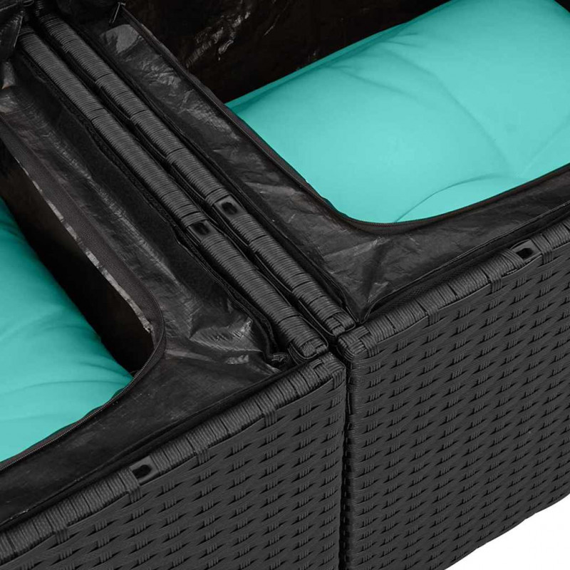 Zestaw Sof na Ogród 6 pcs Czarny i Turkusowy polirattan