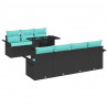 Zestaw Sof na Ogród z poduszką 8 pcs Czarny Rattan poli