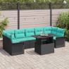 Zestaw Sof na Ogród z poduszką 8 pcs Czarny Rattan poli