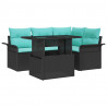Zestaw Sof na Ogród z poduszką 5 pcs Czarny Rattan poli