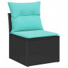 Zestaw Sof na Ogród z poduszką 6 pcs Czarny Rattan poli