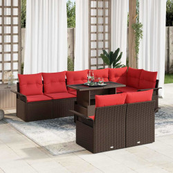 Zestaw Sof na Ogród z poduszką 9 pcs Brązowy Rattan poli