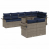 Zestaw Sof na Ogród z poduszką 9 pcs Szary Rattan poli