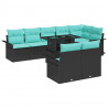 Zestaw Sof na Ogród z poduszką 9 pcs Czarny Rattan poli