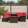 Zestaw Sof na Ogród z poduszką 7 pcs Brązowy Rattan poli