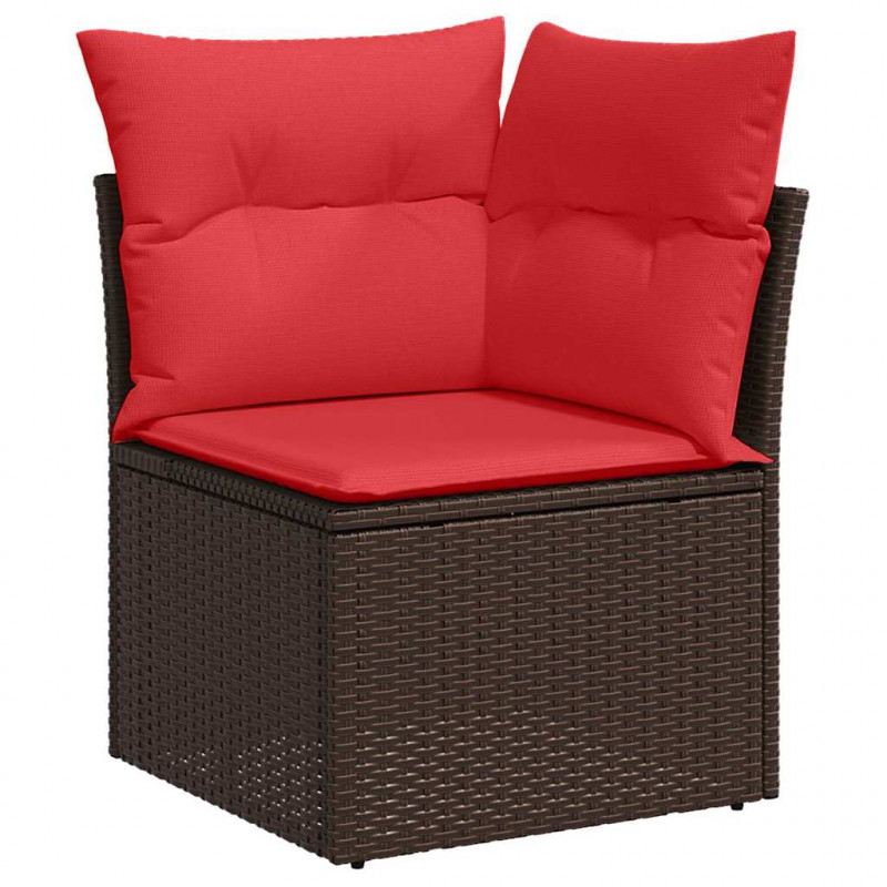 Zestaw Sof na Ogród z poduszką 7 pcs Brązowy Rattan poli