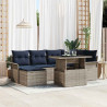 Zestaw Sof na Ogród z poduszką 7 pcs Szary Rattan poli