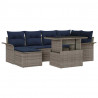 Zestaw Sof na Ogród z poduszką 7 pcs Szary Rattan poli