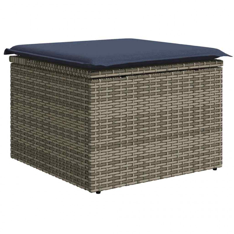 Zestaw Sof na Ogród z poduszką 7 pcs Szary Rattan poli