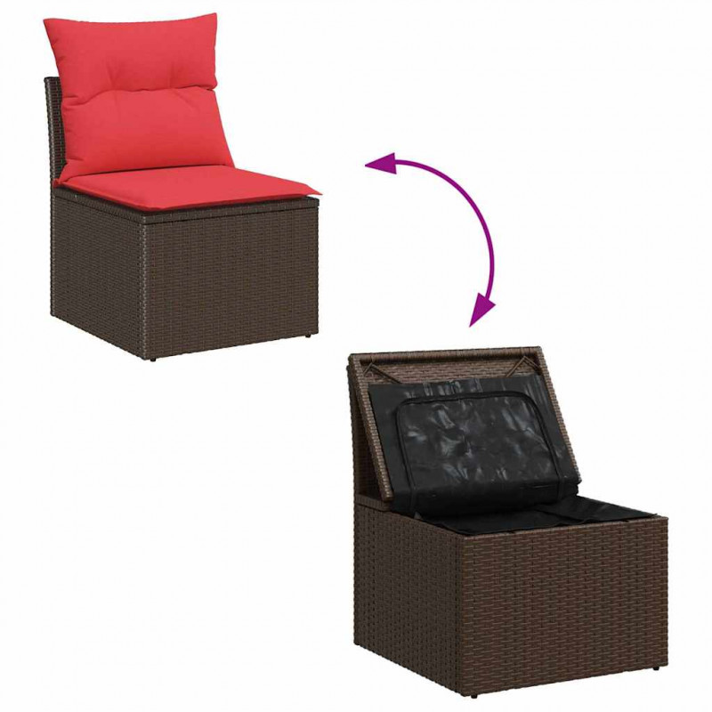 Zestaw Sof na Ogród z poduszką 8 pcs Brązowy Rattan poli