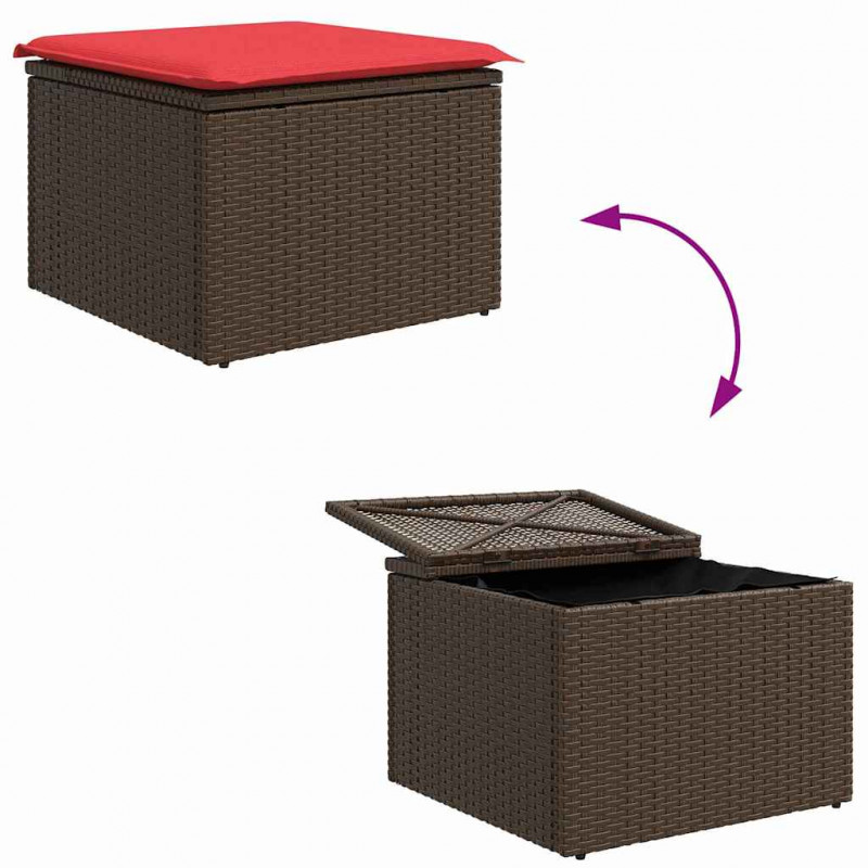 Zestaw Sof na Ogród z poduszką 8 pcs Brązowy Rattan poli