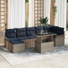 Zestaw Sof na Ogród z poduszką 8 pcs Szary Rattan poli