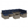 Zestaw Sof na Ogród z poduszką 9 pcs Szary Rattan poli