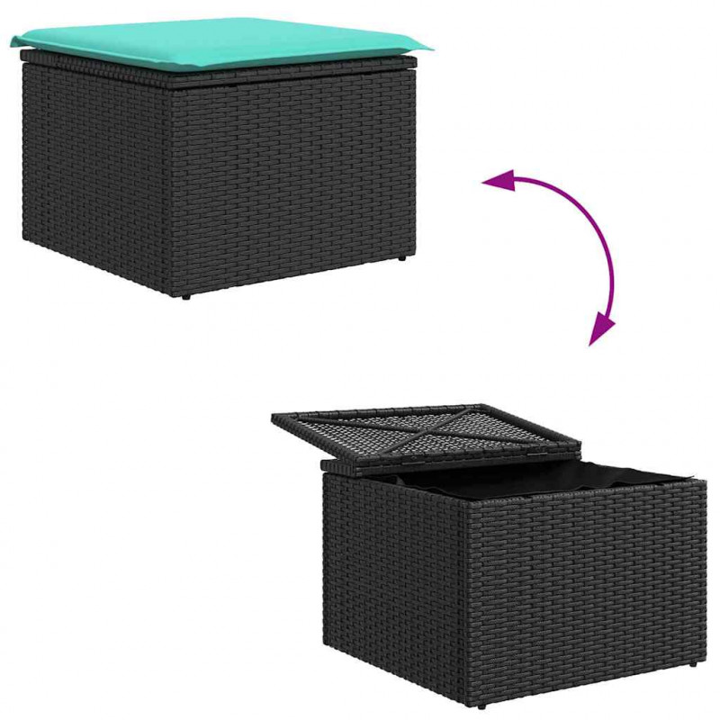 Zestaw Sof na Ogród z poduszką 9 pcs Czarny Rattan poli
