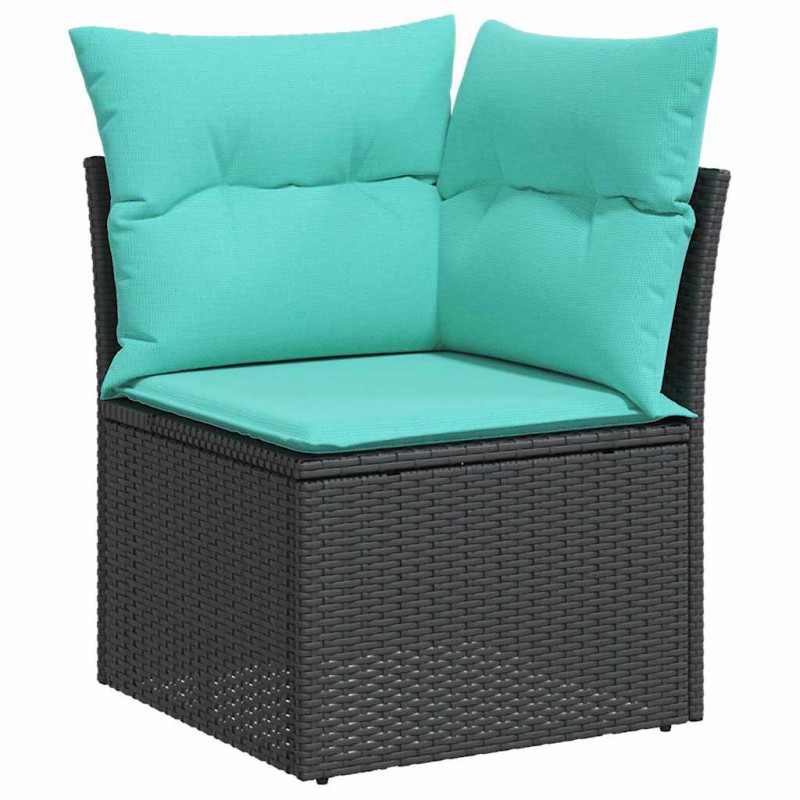 Zestaw Sof na Ogród z poduszką 10 pcs Czarny Rattan poli