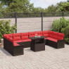 Zestaw Sof na Ogród z poduszką 11 pcs Brązowy Rattan poli