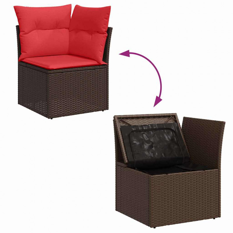 Zestaw Sof na Ogród z poduszką 11 pcs Brązowy Rattan poli