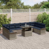 Zestaw Sof na Ogród z poduszką 11 pcs Szary Rattan poli