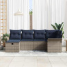 Zestaw Sof na Ogród 6 pcs Szary i granatowy polirattan