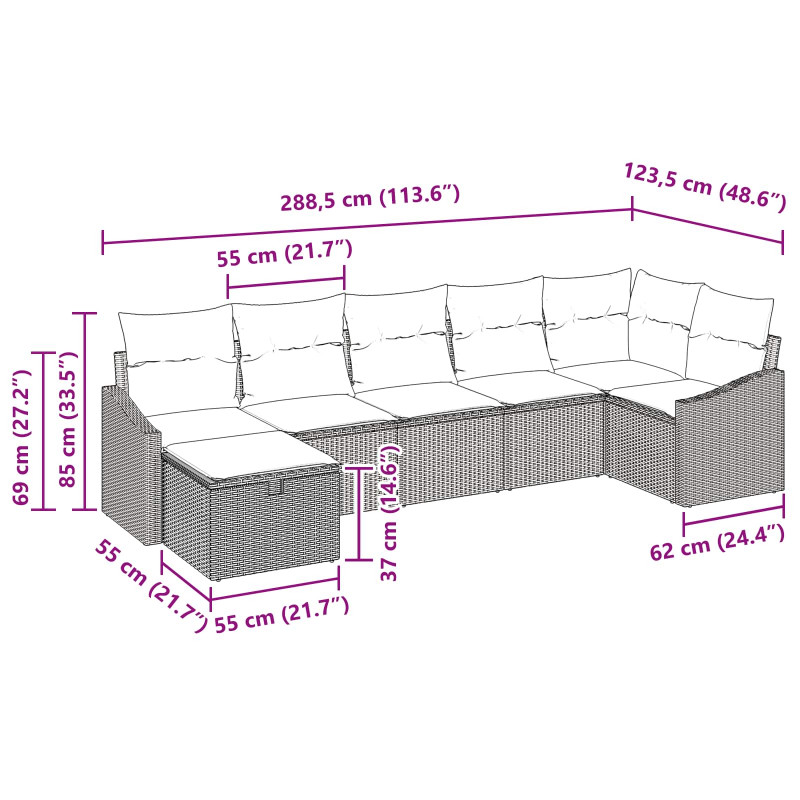 Zestaw Sof z poduszką 4 pcs polirattan