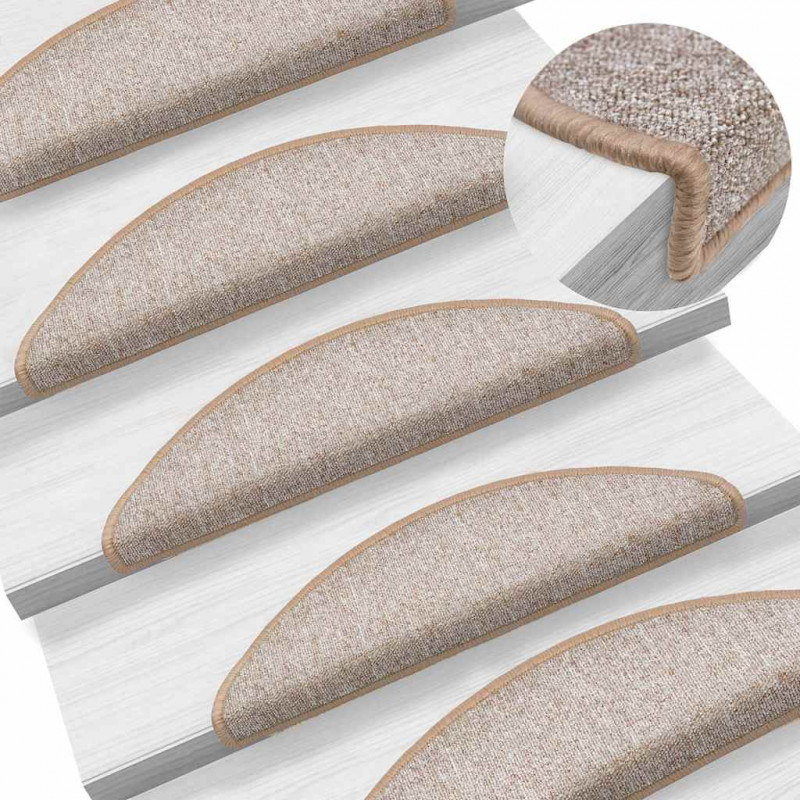 Maty na schody 30 szt. 56x17x3 cm Jasnobrązowe półokrągłe
