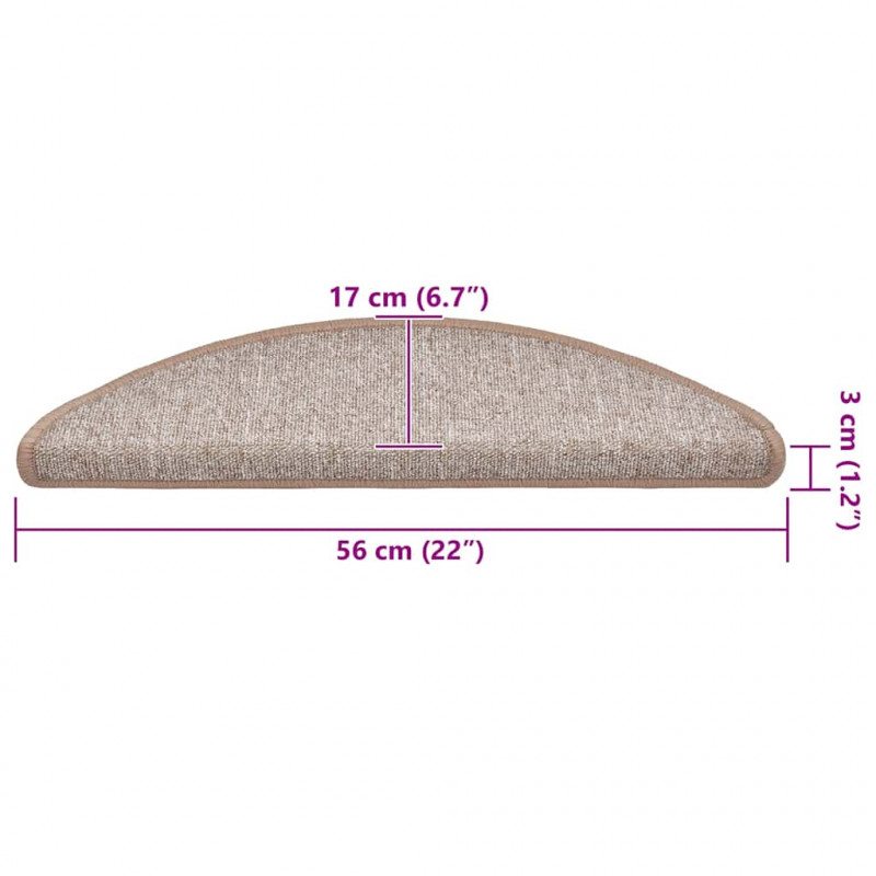 Maty na schody 30 szt. 56x17x3 cm Jasnobrązowe półokrągłe