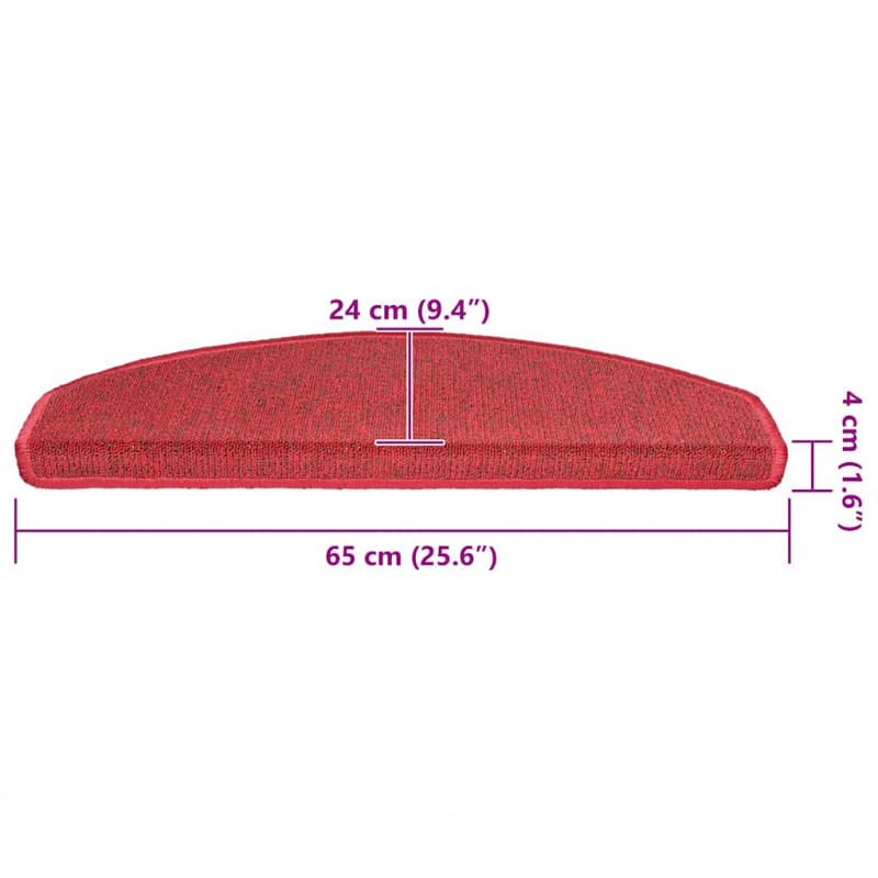 Maty na schody 20 szt. 65x24x4 cm Czerwone Półokrągłe Duże