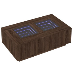 Stolik kawowy z LED Infinity, brązowy dąb, 116x69x40 cm
