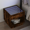 Stolik nocny z LED Infinity, przydymiony dąb, 50x50x50 cm