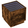 Stolik nocny z LED Infinity, przydymiony dąb, 50x50x50 cm