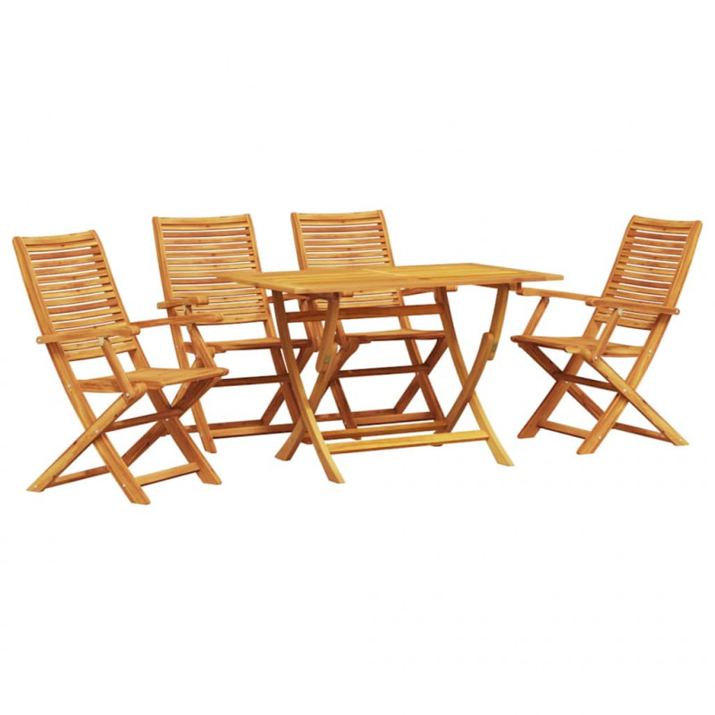 Zestaw do jadalni w ogrodzie 5 pcs Brązowy Lite Drewno Akacji