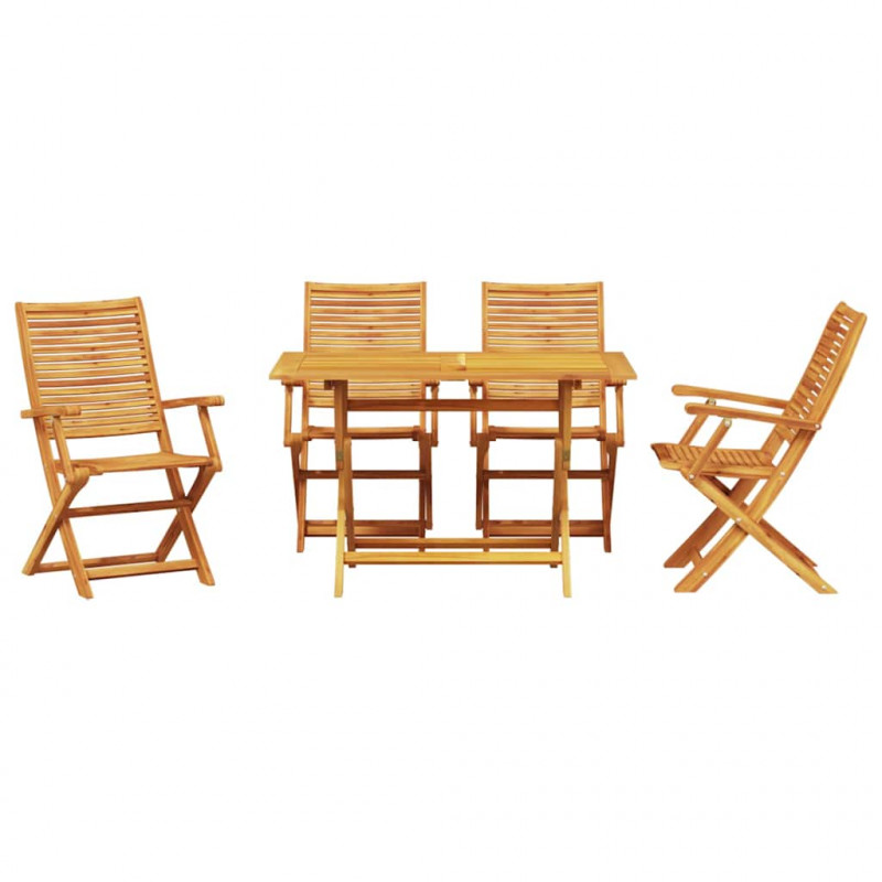 Zestaw do jadalni w ogrodzie 5 pcs Brązowy Lite Drewno Akacji
