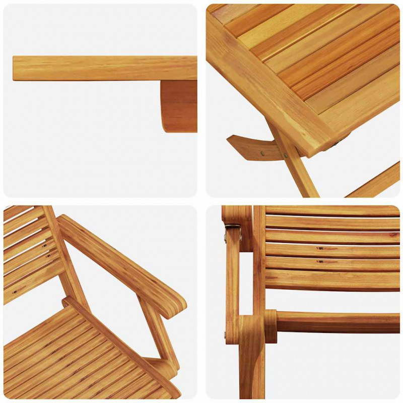Zestaw do jadalni w ogrodzie 5 pcs Brązowy Lite Drewno Akacji