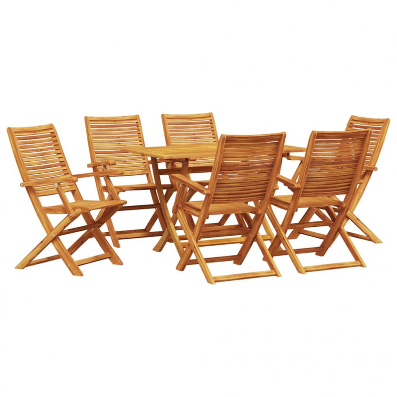 Zestaw do jadalni w ogrodzie 7 pcs Brązowy Lite Drewno Akacji