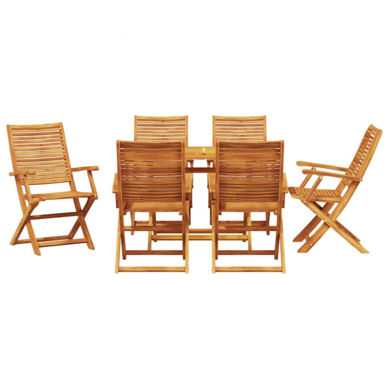 Zestaw do jadalni w ogrodzie 7 pcs Brązowy Lite Drewno Akacji
