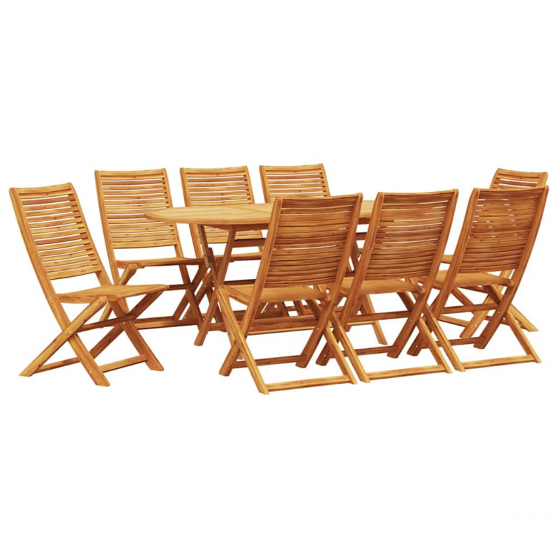 Zestaw do jadalni w ogrodzie 9 pcs Brązowy Lite Drewno Akacji