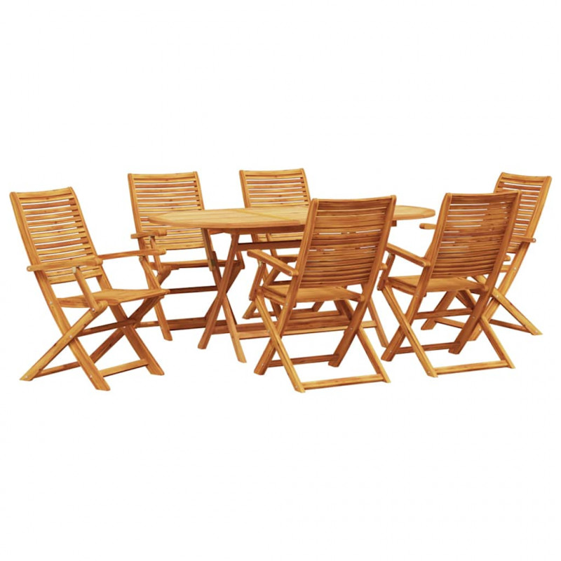 Zestaw do jadalni w ogrodzie 7 pcs Brązowy Lite Drewno Akacji