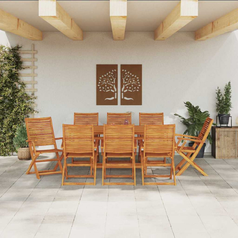 Zestaw do jadalni w ogrodzie 9 pcs Brązowy Lite Drewno Akacji