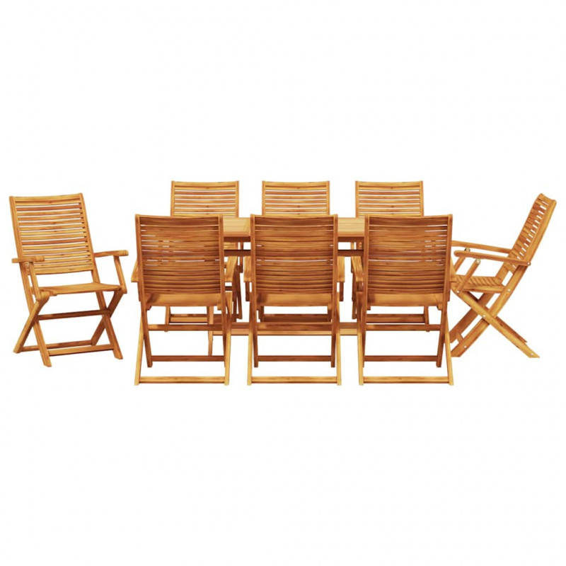 Zestaw do jadalni w ogrodzie 9 pcs Brązowy Lite Drewno Akacji