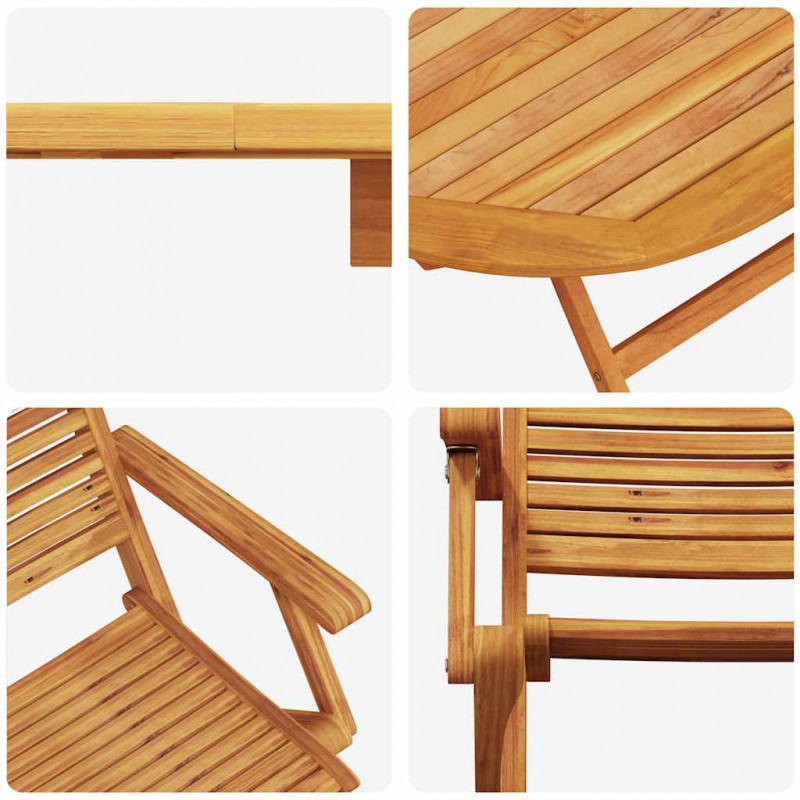 Zestaw do jadalni w ogrodzie 9 pcs Brązowy Lite Drewno Akacji