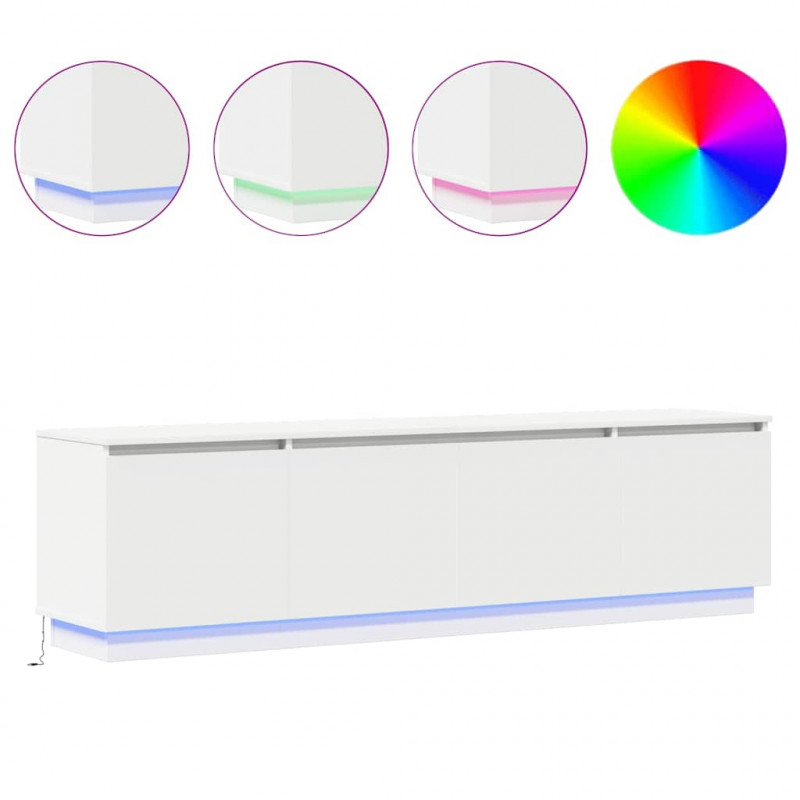 Szafka pod telewizor z LED Biały 180 x 38 x 49 cm