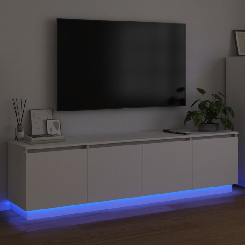 Szafka pod telewizor z LED Biały 180 x 38 x 49 cm