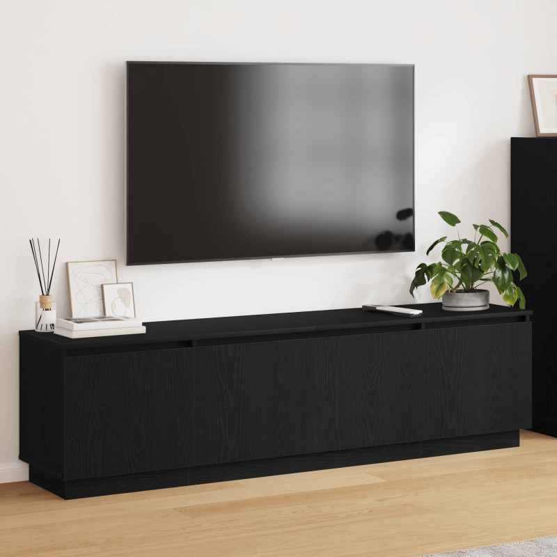 Szafka pod telewizor z LED Czarny Dąb 180 x 38 x 49 cm