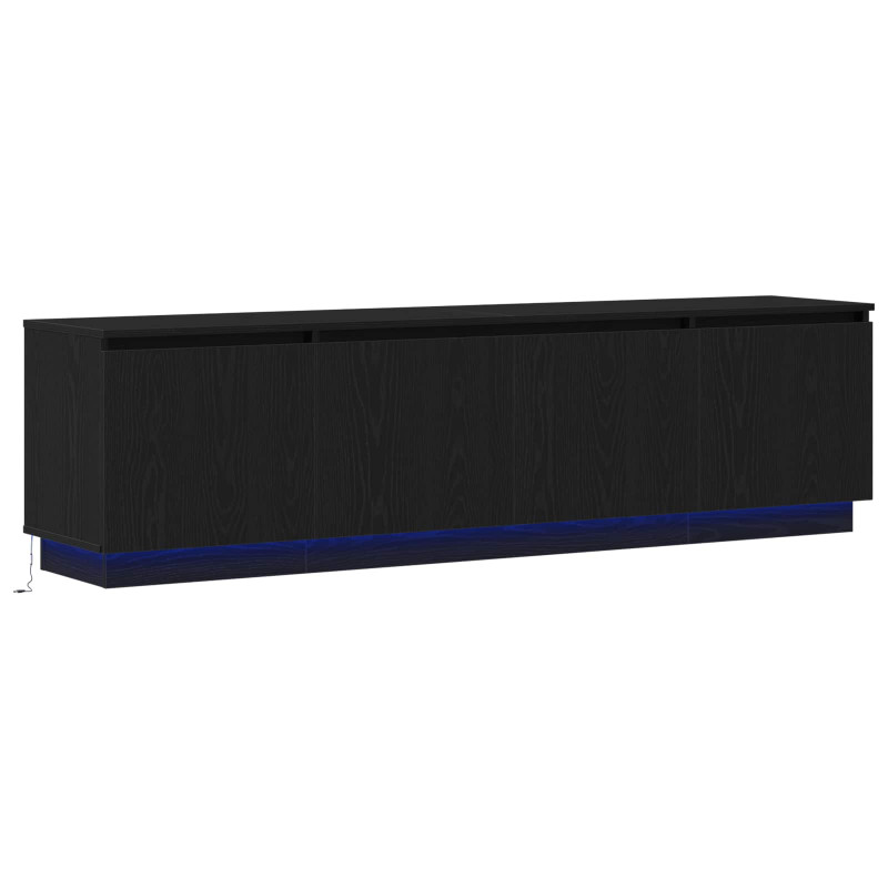 Szafka pod telewizor z LED Czarny Dąb 180 x 38 x 49 cm