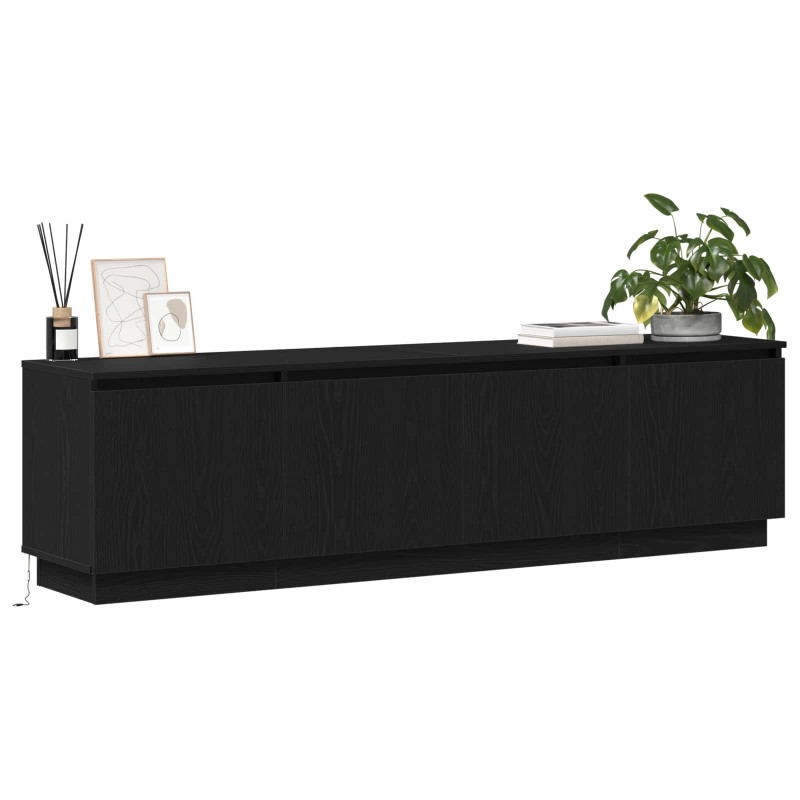 Szafka pod telewizor z LED Czarny Dąb 180 x 38 x 49 cm